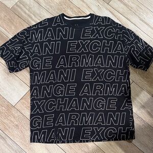 A/X Armani Exchange Black Tee with White All-Over Logo